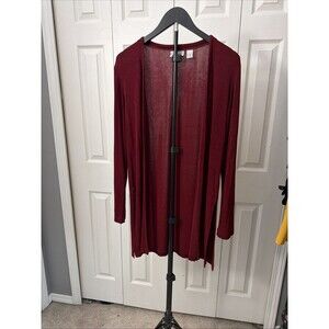 Chico’s Travelers Women’s Open Front Liquid Knit Jacket Cardigan 0 Small Red